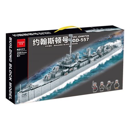 MINGDI K0111 0111 non  USS JOHNSTON DD-557 bộ đồ chơi xếp lắp ráp ghép mô hình Military Army Quân Sự Bộ Đội 2661 khối