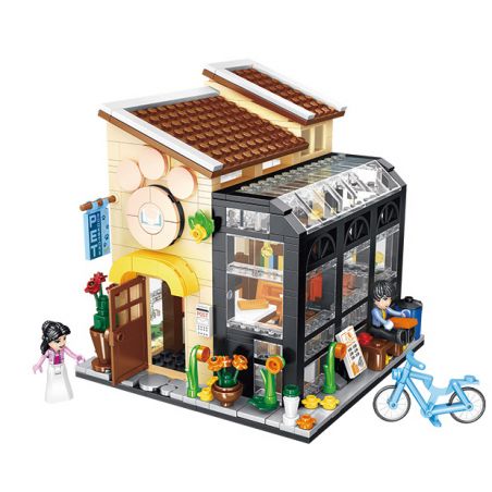 FORANGE FC8503 8503 non  HIỆU SÁCH THÚ CƯNG bộ đồ chơi xếp lắp ráp ghép mô hình DREAM COTTAGE 640 khối