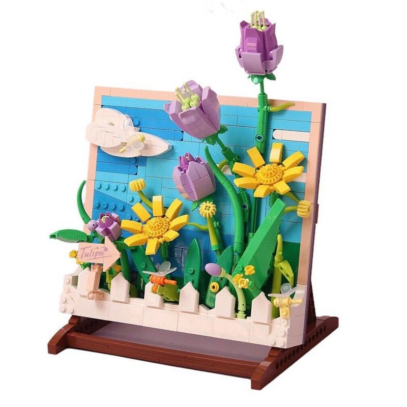 ZHEGAO DZ1015 1015 non  HOA TULIP bộ đồ chơi xếp lắp ráp ghép mô hình Art PAINTING BIONICTULIPS 542 khối