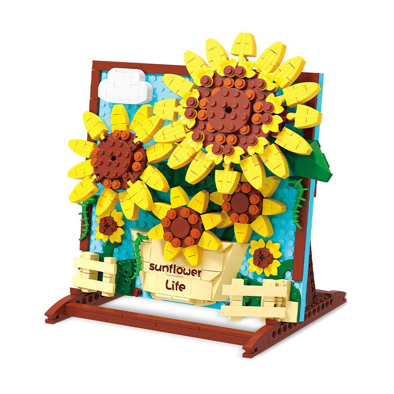ZHEGAO DZ1013 1013 non  HƯỚNG DƯƠNG MAY MẮN bộ đồ chơi xếp lắp ráp ghép mô hình Art PAINTING SUNFLOWER LIFE 580 khối