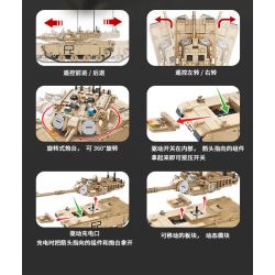 PanlosBrick 676006 Panlos Brick 676006 non  XE TĂNG M1A2 bộ đồ chơi xếp lắp ráp ghép mô hình Military Army M1A2 ABRAMS MAIN BATTLE TANK Quân Sự Bộ Đội 1096 khối