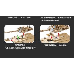 PanlosBrick 676006 Panlos Brick 676006 non  XE TĂNG M1A2 bộ đồ chơi xếp lắp ráp ghép mô hình Military Army M1A2 ABRAMS MAIN BATTLE TANK Quân Sự Bộ Đội 1096 khối