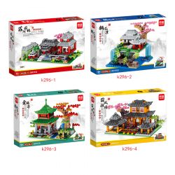MINGDI K0296 0296 non  4 LOẠI HÌNH KIẾN ?​TRÚC CỔ ĐIỂN VƯỜN TÔ CHÂU AO HOA ĐÀO LẦU TÌNH NHÂN CUNG ĐIỆN MÙA HÈ GIÓ SEN bộ đồ chơi xếp lắp ráp ghép mô hình Chinatown Khu Phố Tàu 1134 khối