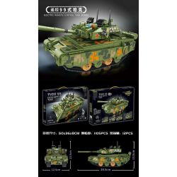 PanlosBrick 676001 Panlos Brick 676001 non  XE TĂNG LOẠI 99 ĐIỀU KHIỂN TỪ XA bộ đồ chơi xếp lắp ráp ghép mô hình Military Army TYPE 99 MAIN BATTLE TANK Quân Sự Bộ Đội 1105 khối