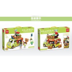 MINGDI 10108 non  XE TẢI THỨC ĂN SUSHI RAMEN bộ đồ chơi xếp lắp ráp ghép mô hình 484 khối