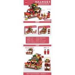 MINGDI 10106 non  XE BÁN ĐỒ ĂN LẨU CAY bộ đồ chơi xếp lắp ráp ghép mô hình 490 khối