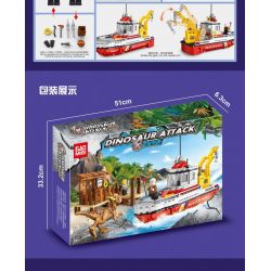 GAOMISI T1051 1051 non  KHỦNG LONG TẤN CÔNG bộ đồ chơi xếp lắp ráp ghép mô hình Dino DINOSAUR ATTACK 582 khối