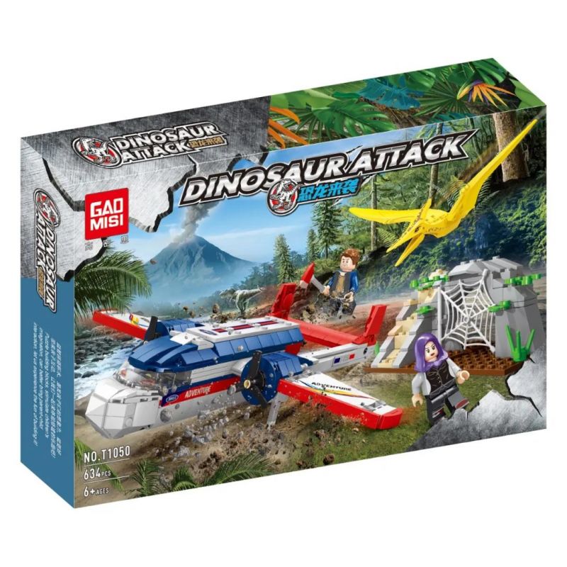 GAOMISI T1050 1050 non  KHỦNG LONG TẤN CÔNG bộ đồ chơi xếp lắp ráp ghép mô hình Dino DINOSAUR ATTACK 634 khối