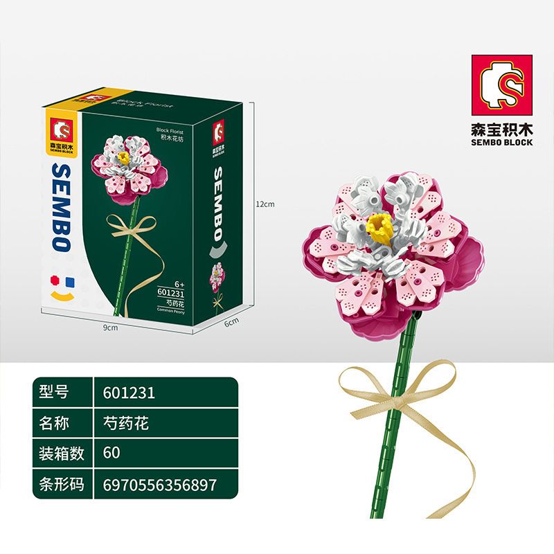 SEMBO 601231 non  HOA MẪU ĐƠN bộ đồ chơi xếp lắp ráp ghép mô hình Flowers