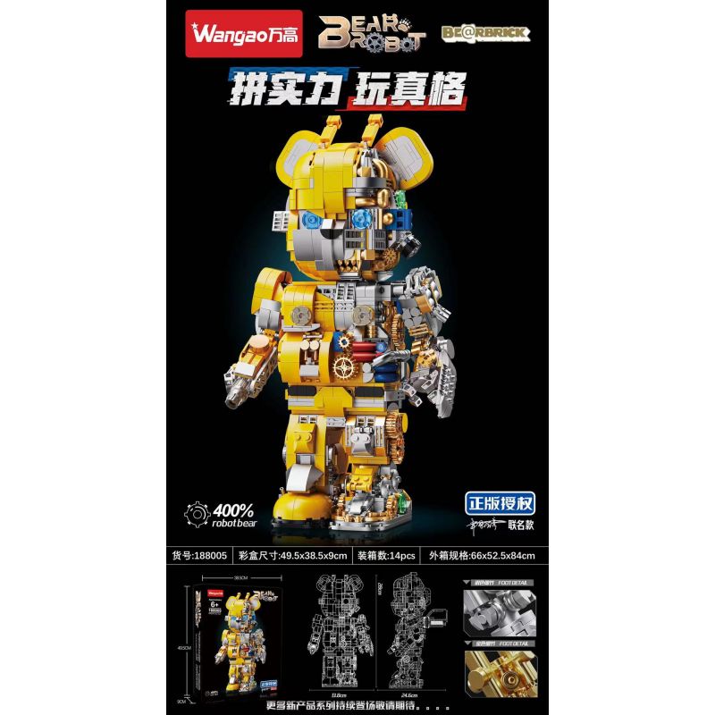 WANGAO 188005 non  GẤU MÁY BUMBLEBEE 400% bộ đồ chơi xếp lắp ráp ghép mô hình BEAR ROBOT 1961 khối