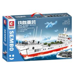 SEMBO 105734 non  TÀU ĐỔ BỘ XE TĂNG TYPE 072A 911 TIANZHUSHAN bộ đồ chơi xếp lắp ráp ghép mô hình Military Army TYPE 072A TANK LANDING SHIP Quân Sự Bộ Đội 1735 khối