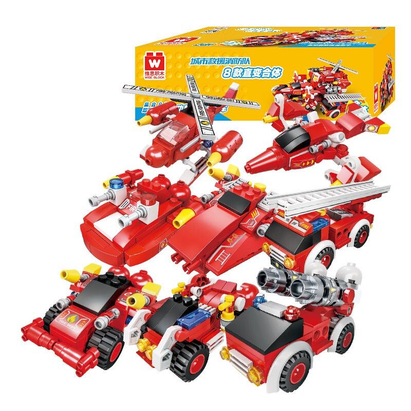 WISE BLOCK HA385601 385601 non  XE CỨU HỎA ĐA CHỨC NĂNG bộ đồ chơi xếp lắp ráp ghép mô hình Creator Sáng Tạo