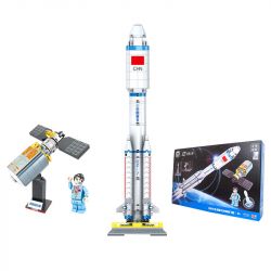 WISE BLOCK HA390081 390081 non  LONG MARCH 7 MANG THEO TÀU VŨ TRỤ CHỞ HÀNG TIANZHOU bộ đồ chơi xếp lắp ráp ghép mô hình Space Thám Hiểm Không Gian 480 khối