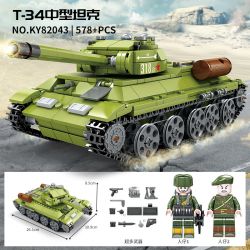 Kazi KY82043 82043 non  XE TĂNG HẠNG TRUNG T-34 bộ đồ chơi xếp lắp ráp ghép mô hình 578 khối