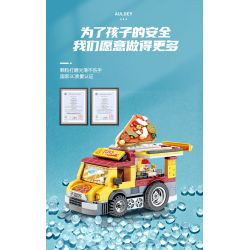 WISE BLOCK HA389132 389132 non  XE TẢI PIZZA ĐIỀU KHIỂN TỪ XA BẰNG ĐIỆN bộ đồ chơi xếp lắp ráp ghép mô hình City Thành Phố 437 khối