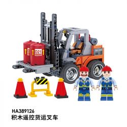 WISE BLOCK HA389126 389126 non  XE NÂNG HÀNG ĐIỀU KHIỂN TỪ XA BẰNG ĐIỆN bộ đồ chơi xếp lắp ráp ghép mô hình City Thành Phố 381 khối