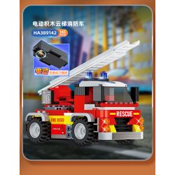 WISE BLOCK HA389142 389142 non  XE CỨU HỎA THANG ĐIỆN TRÊN KHÔNG bộ đồ chơi xếp lắp ráp ghép mô hình Racers Đua Tốc Độ 145 khối