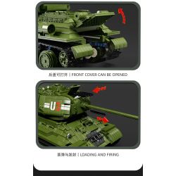 TA GAOLE T4014 4014 non  XE TĂNG T34 bộ đồ chơi xếp lắp ráp ghép mô hình Military Army TANK T34 Quân Sự Bộ Đội 2052 khối