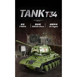 TA GAOLE T4014 4014 non  XE TĂNG T34 bộ đồ chơi xếp lắp ráp ghép mô hình Military Army TANK T34 Quân Sự Bộ Đội 2052 khối