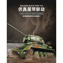 TA GAOLE T4014 4014 non  XE TĂNG T34 bộ đồ chơi xếp lắp ráp ghép mô hình Military Army TANK T34 Quân Sự Bộ Đội 2052 khối