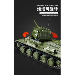 TA GAOLE T4014 4014 non  XE TĂNG T34 bộ đồ chơi xếp lắp ráp ghép mô hình Military Army TANK T34 Quân Sự Bộ Đội 2052 khối