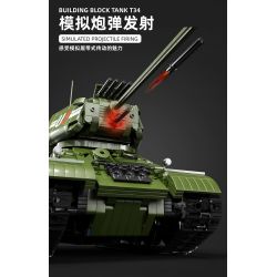 TA GAOLE T4014 4014 non  XE TĂNG T34 bộ đồ chơi xếp lắp ráp ghép mô hình Military Army TANK T34 Quân Sự Bộ Đội 2052 khối