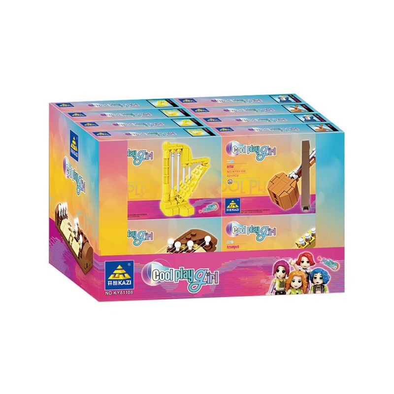 Kazi KY81108 81108 non  8 NHẠC CỤ ĐÀN NHỊ TRANH KÈN TUBA GUITAR ĐIỆN SAXOPHONE PIANO bộ đồ chơi xếp lắp ráp ghép mô hình Creator COOL PLAY GIRL Sáng Tạo 381 khối