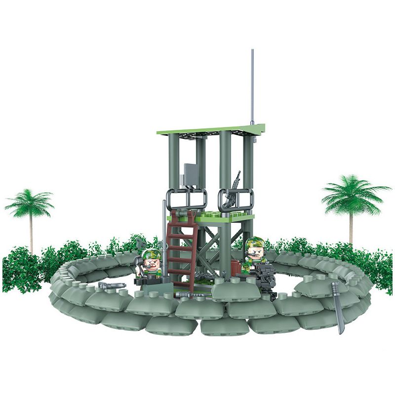 GUDI 8019 non  BÀI RỪNG bộ đồ chơi xếp lắp ráp ghép mô hình Military Army FIREWIRE Quân Sự Bộ Đội 73 khối