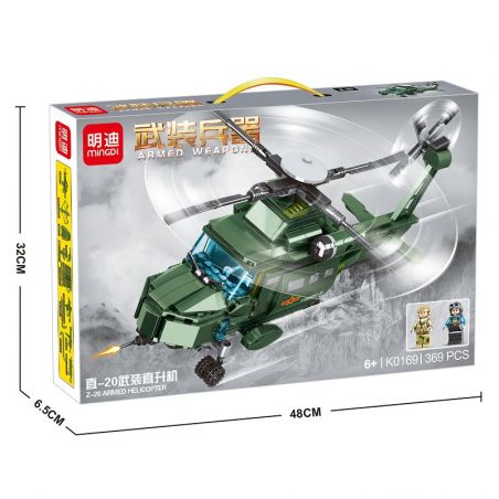 MINGDI K0169 0169 non  TRỰC THĂNG VŨ TRANG ZHI-20 bộ đồ chơi xếp lắp ráp ghép mô hình Military Army Z-20 ARMED HELICOPTER Quân Sự Bộ Đội 369 khối