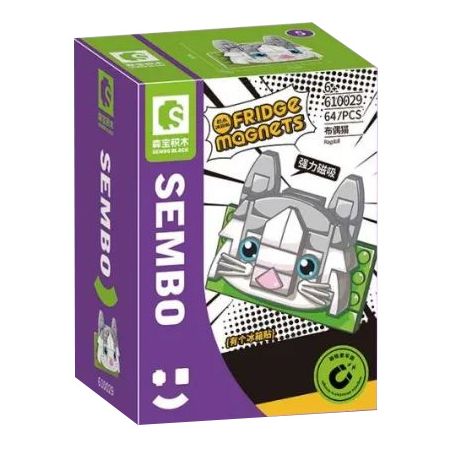 SEMBO 610029 non  MÈO SANG TRỌNG bộ đồ chơi xếp lắp ráp ghép mô hình Fridge Refrigerator Magnets FRIDGE MAGNETS Nam Châm Dính Tủ Lạnh 64 khối