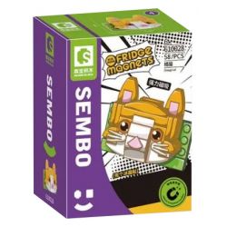 SEMBO 610028 non  MÈO MÀU CAM bộ đồ chơi xếp lắp ráp ghép mô hình Fridge Refrigerator Magnets FRIDGE MAGNETS Nam Châm Dính Tủ Lạnh 58 khối