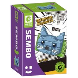 SEMBO 610026 non  MÈO MÀU XANH bộ đồ chơi xếp lắp ráp ghép mô hình Fridge Refrigerator Magnets FRIDGE MAGNETS Nam Châm Dính Tủ Lạnh 61 khối