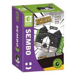 SEMBO 610025 non  MÈO BÒ bộ đồ chơi xếp lắp ráp ghép mô hình Fridge Refrigerator Magnets FRIDGE MAGNETS Nam Châm Dính Tủ Lạnh 64 khối