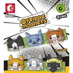 SEMBO 610025 non  MÈO BÒ bộ đồ chơi xếp lắp ráp ghép mô hình Fridge Refrigerator Magnets FRIDGE MAGNETS Nam Châm Dính Tủ Lạnh 64 khối