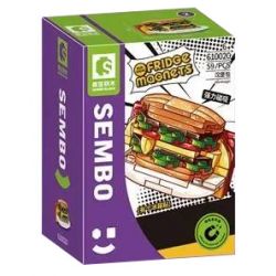 SEMBO 610020 non  BÁNH HAMBURGER bộ đồ chơi xếp lắp ráp ghép mô hình Fridge Refrigerator Magnets FRIDGE MAGNETS Nam Châm Dính Tủ Lạnh 59 khối