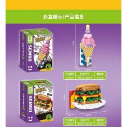 SEMBO 610020 non  BÁNH HAMBURGER bộ đồ chơi xếp lắp ráp ghép mô hình Fridge Refrigerator Magnets FRIDGE MAGNETS Nam Châm Dính Tủ Lạnh 59 khối