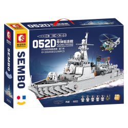 SEMBO 202058 non  TÀU KHU TRỤC TÊN LỬA DẪN ĐƯỜNG 052D XIAMEN bộ đồ chơi xếp lắp ráp ghép mô hình Military Army PLA.NAVY TYPE 052D GUIDED-MISSILE DESTROYER Quân Sự Bộ Đội 2130 khối