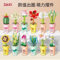JAKI JK2658 2658 non  LY TRÀ SỮA CHẬU CÂY XANH 12 LOẠI bộ đồ chơi xếp lắp ráp ghép mô hình
