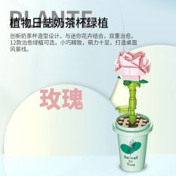 JAKI JK2658 2658 non  LY TRÀ SỮA CHẬU CÂY XANH 12 LOẠI bộ đồ chơi xếp lắp ráp ghép mô hình