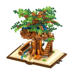 BEAUTY AND 13013 non  CUỐN SÁCH NGÔI NHÀ TRÊN CÂY TRONG RỪNG bộ đồ chơi xếp lắp ráp ghép mô hình MAGIC BOOK 969 khối