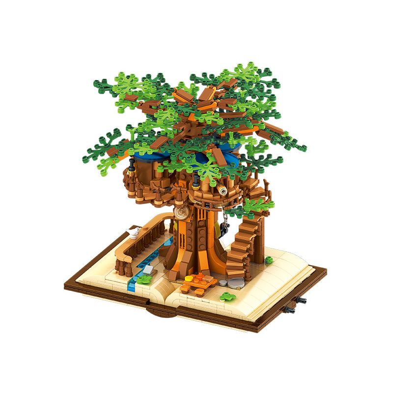 BEAUTY AND 13013 non  CUỐN SÁCH NGÔI NHÀ TRÊN CÂY TRONG RỪNG bộ đồ chơi xếp lắp ráp ghép mô hình MAGIC BOOK 969 khối