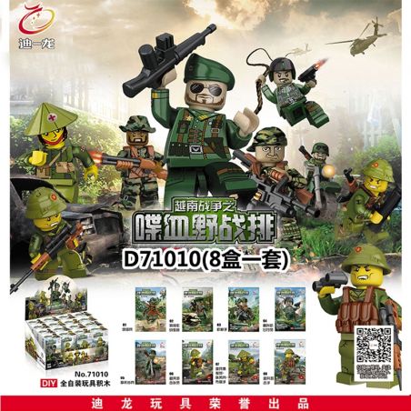 DILLON D71010 71010 non  CHIẾN TRANH VIỆT NAM BLOODY FIELD TRUNG ĐỘI 8 MINIFIGURES bộ đồ chơi xếp lắp ráp ghép mô hình Collectable Minifigures Búp Bê Sưu Tầm
