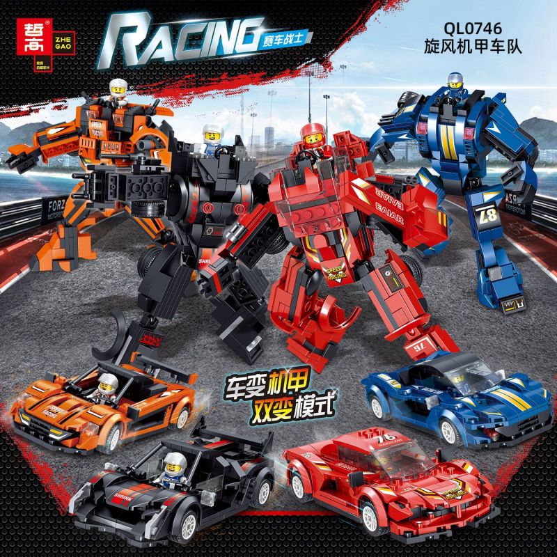 ZHEGAO QL0746 0746 non  ĐỘI GIÁP LỐC XOÁY 4 KIỂU bộ đồ chơi xếp lắp ráp ghép mô hình Racers RACING Đua Tốc Độ