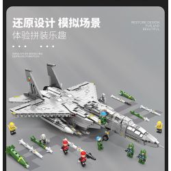 JUHANG TECHNOLOGY 88020 REOBRIX 33034 non  MÁY BAY CHIẾN ĐẤU NHIỆM VỤ KÉP F15E STRIKE EAGLE bộ đồ chơi xếp lắp ráp ghép mô hình Military Army F15E FIGHTER BOMBERS Quân Sự Bộ Đội 2216 khối