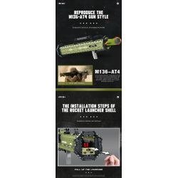 REOBRIX 77027 non  SÚNG PHÓNG TÊN LỬA CHỐNG TĂNG AT-4 bộ đồ chơi xếp lắp ráp ghép mô hình Military Army M136 ANTITANK GRENADE LAUNCHER Quân Sự Bộ Đội 1748 khối