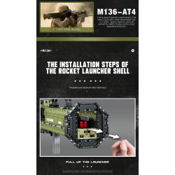 REOBRIX 77027 non  SÚNG PHÓNG TÊN LỬA CHỐNG TĂNG AT-4 bộ đồ chơi xếp lắp ráp ghép mô hình Military Army M136 ANTITANK GRENADE LAUNCHER Quân Sự Bộ Đội 1748 khối
