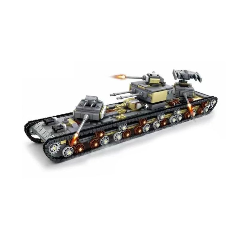 Kazi KY82054 82054 non  XE TĂNG HẠNG NẶNG KV-VI 8 TỔ HỢP bộ đồ chơi xếp lắp ráp ghép mô hình Military Army RUSSIAN LAND-BATTLESHIP KV-VI Quân Sự Bộ Đội 1165 khối