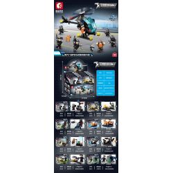 SEMBO 2611 2612 2613 2614 2615 2608 2609 2610 non  SHADOW COMMANDO 8 TỔ HỢP TRỰC THĂNG CẢNH SÁT bộ đồ chơi xếp lắp ráp ghép mô hình City Thành Phố 241 khối