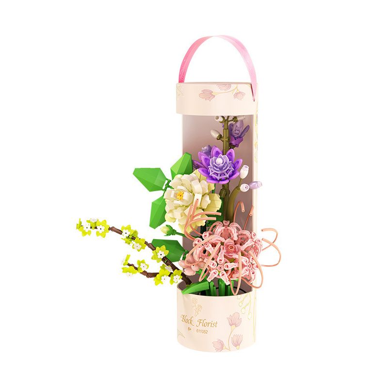 SEMBO 611052 non  CỬA HÀNG HOA CÁT HỒNG VÀ NẮNG ẤM bộ đồ chơi xếp lắp ráp ghép mô hình Flowers 565 khối
