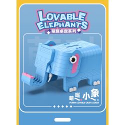 OPENING KD99002-1 99002-1 non  CHÚ VOI CON DỄ THƯƠNG bộ đồ chơi xếp lắp ráp ghép mô hình LOVABLE ELEPHANTS - FUNNY CASH LOCKER